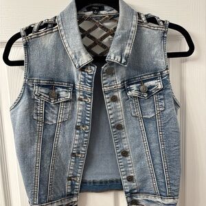 Denim Sleeveless Vest with Button Closure
